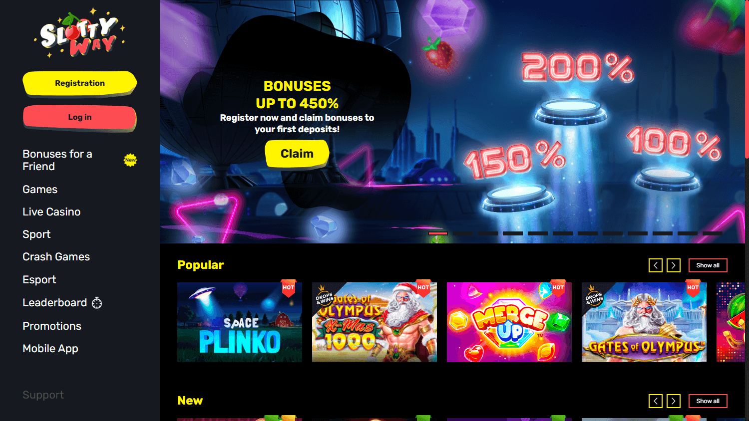 Slottyway Casino interface